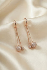 ✨ Luxury Double-Drop Sphere Earrings – Rose Gold Edition