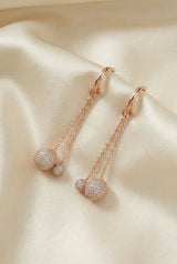 ✨ Luxury Double-Drop Sphere Earrings – Rose Gold Edition