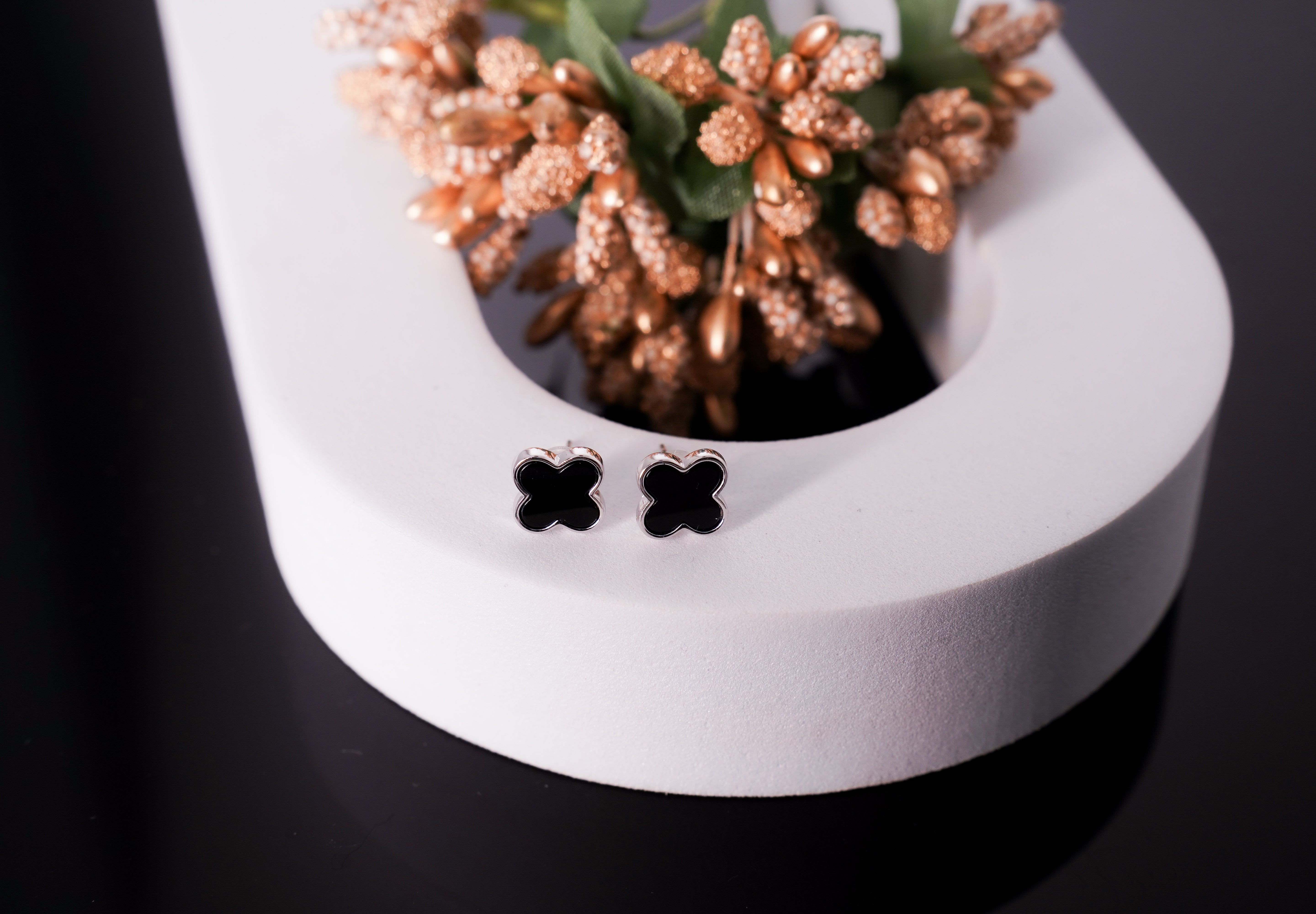 The Onyx Clover Studs