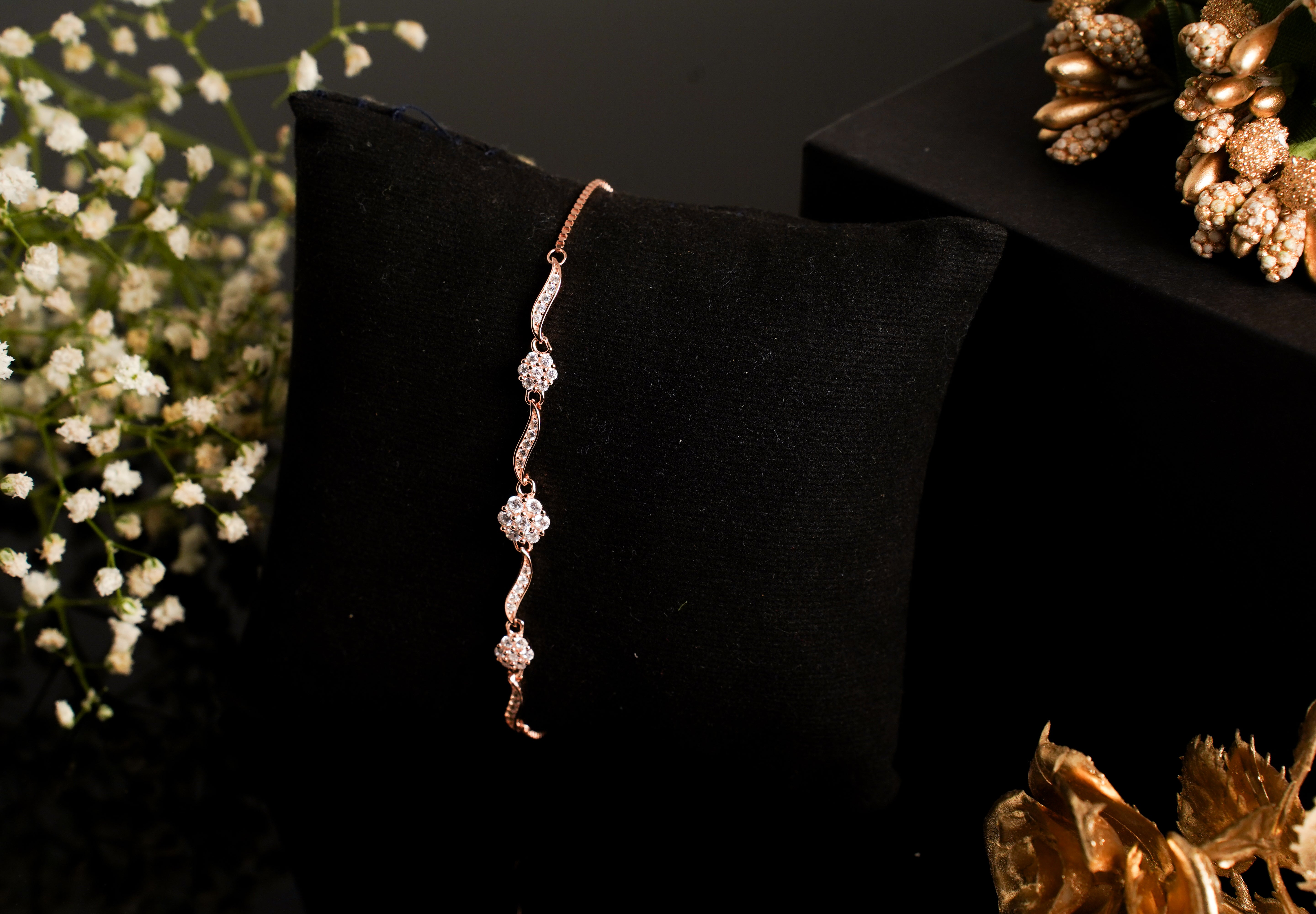 Ethereal Rose Gold Petal Link Bracelet