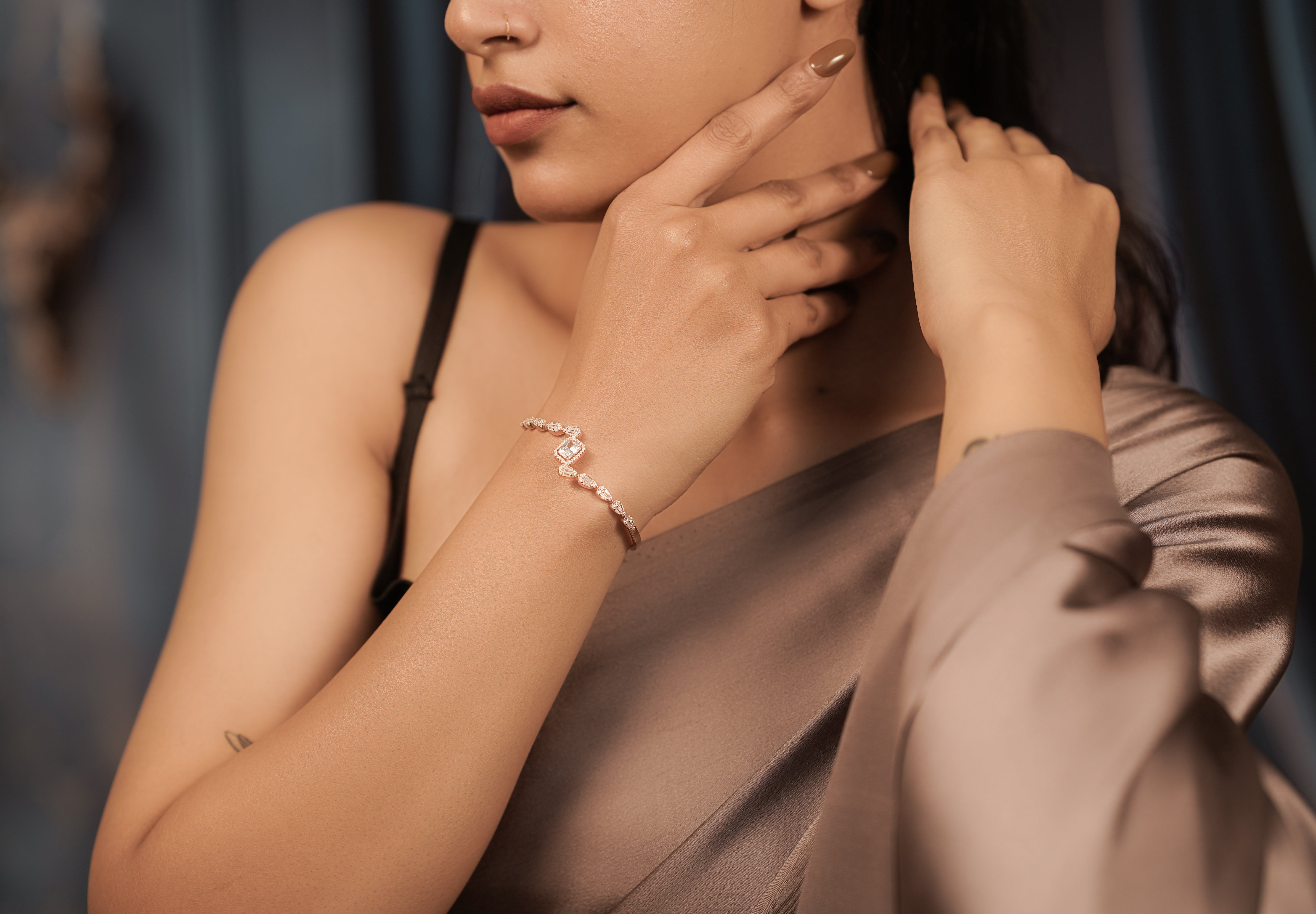 Emerald cut crystal band