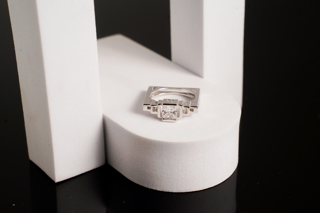 Kyra Square Halo Ring