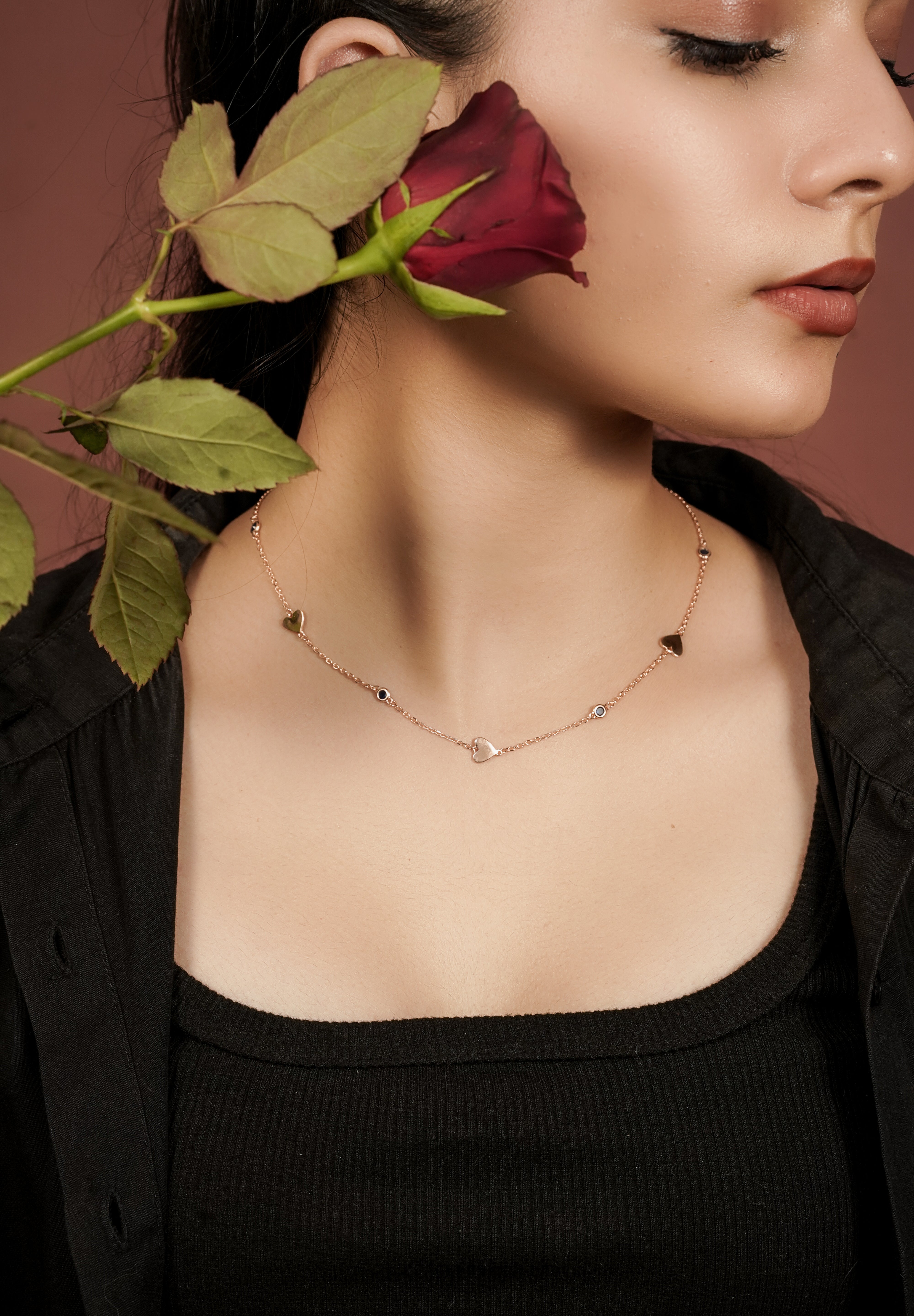 Rose Gold Heart Charm Chain