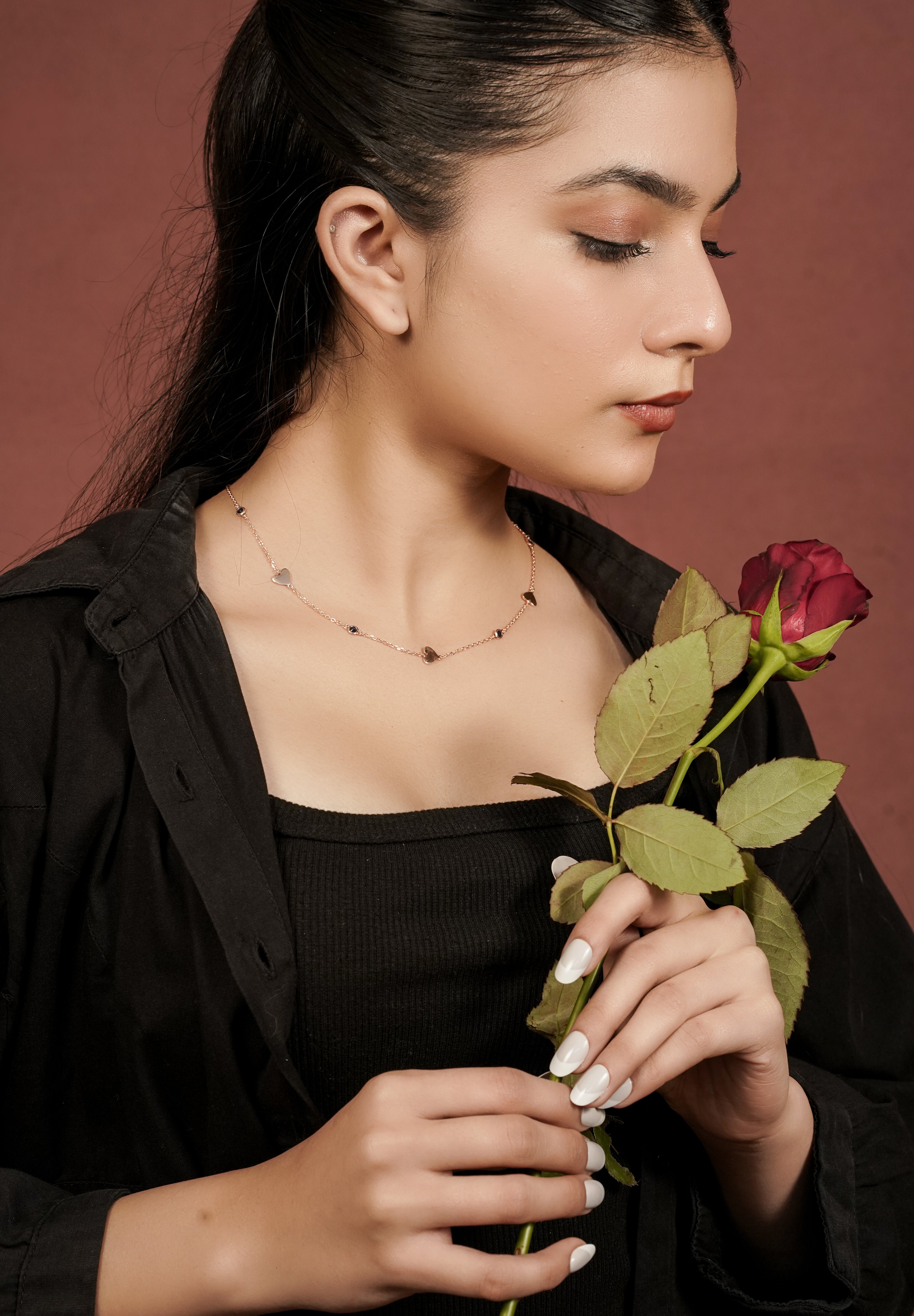 Rose Gold Heart Charm Chain