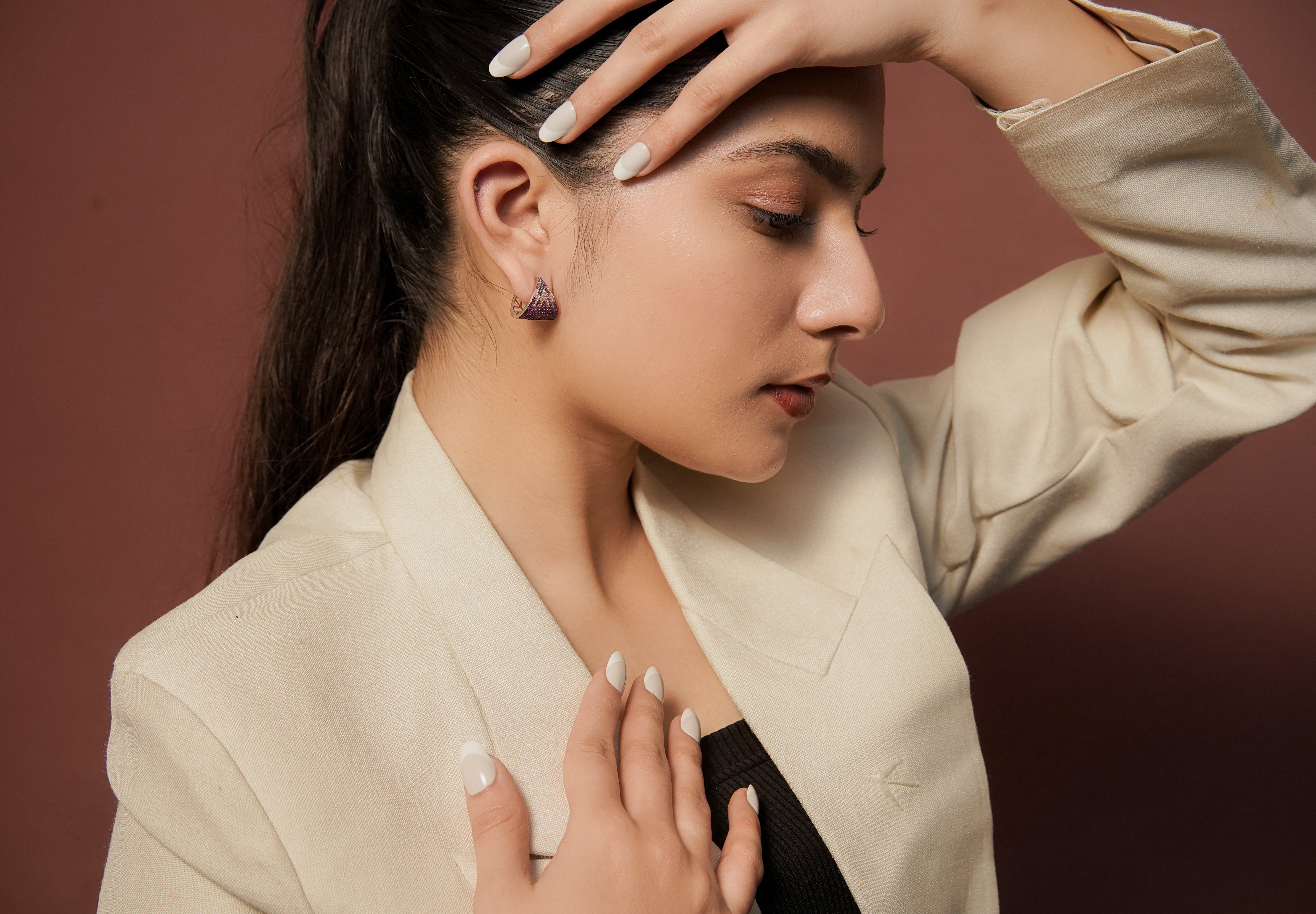 The "Amethyst Prism" Tapered Hoops