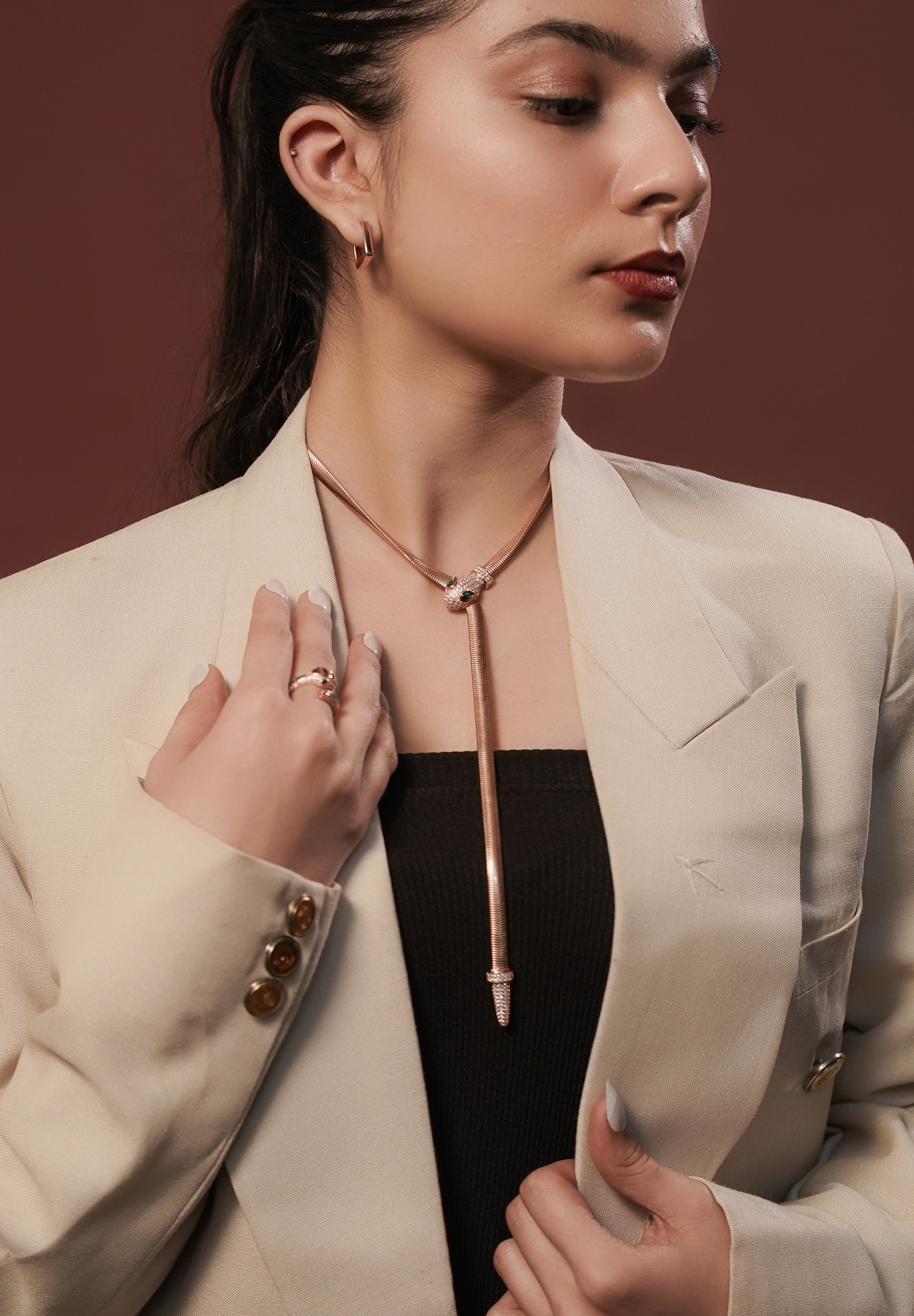 Kyra Luxury Serpent-Inspired Gold Necklace