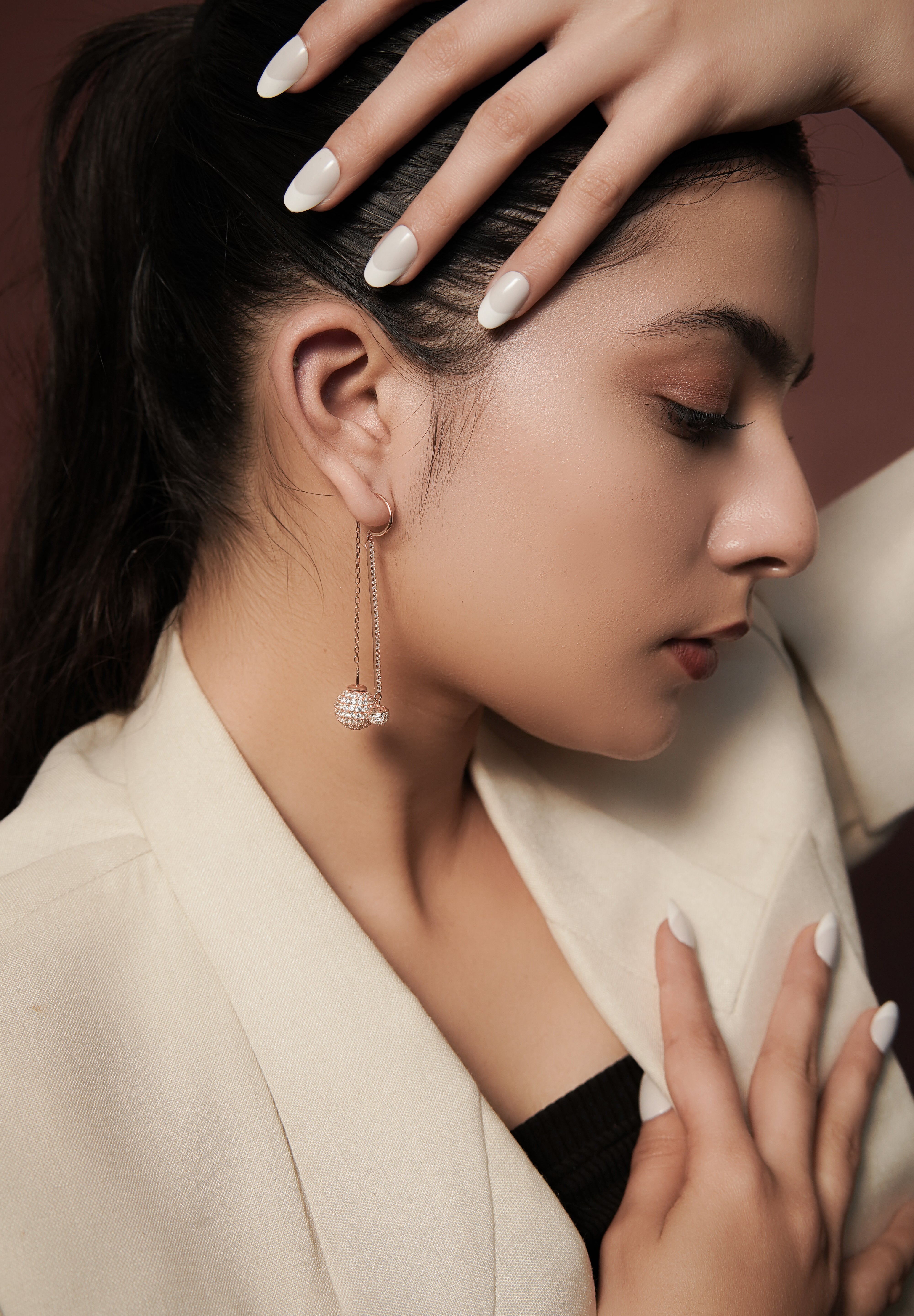 ✨ Luxury Double-Drop Sphere Earrings – Rose Gold Edition