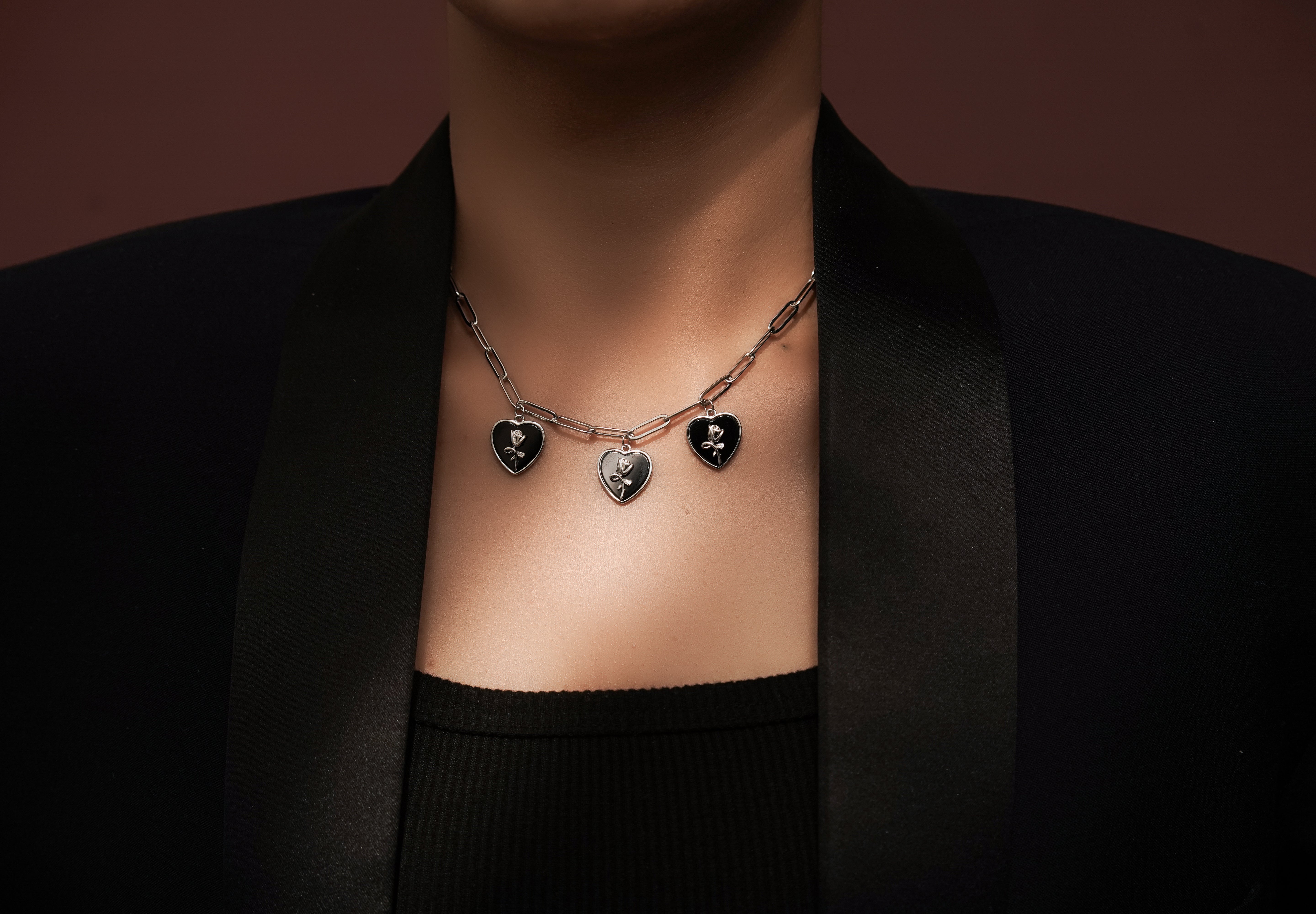 The Noir Rose Heart Necklace