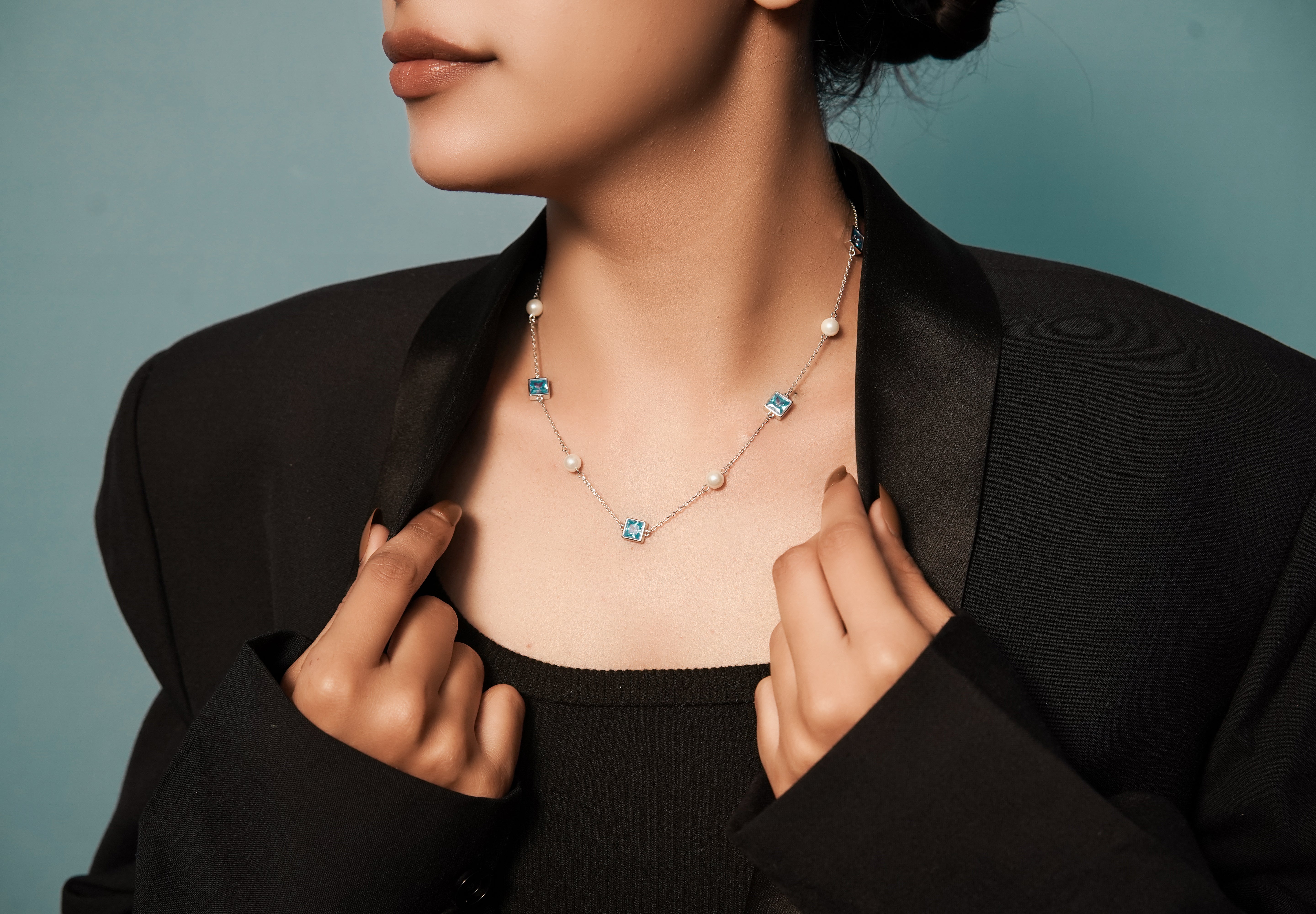 The Azure Pearl Station Necklace