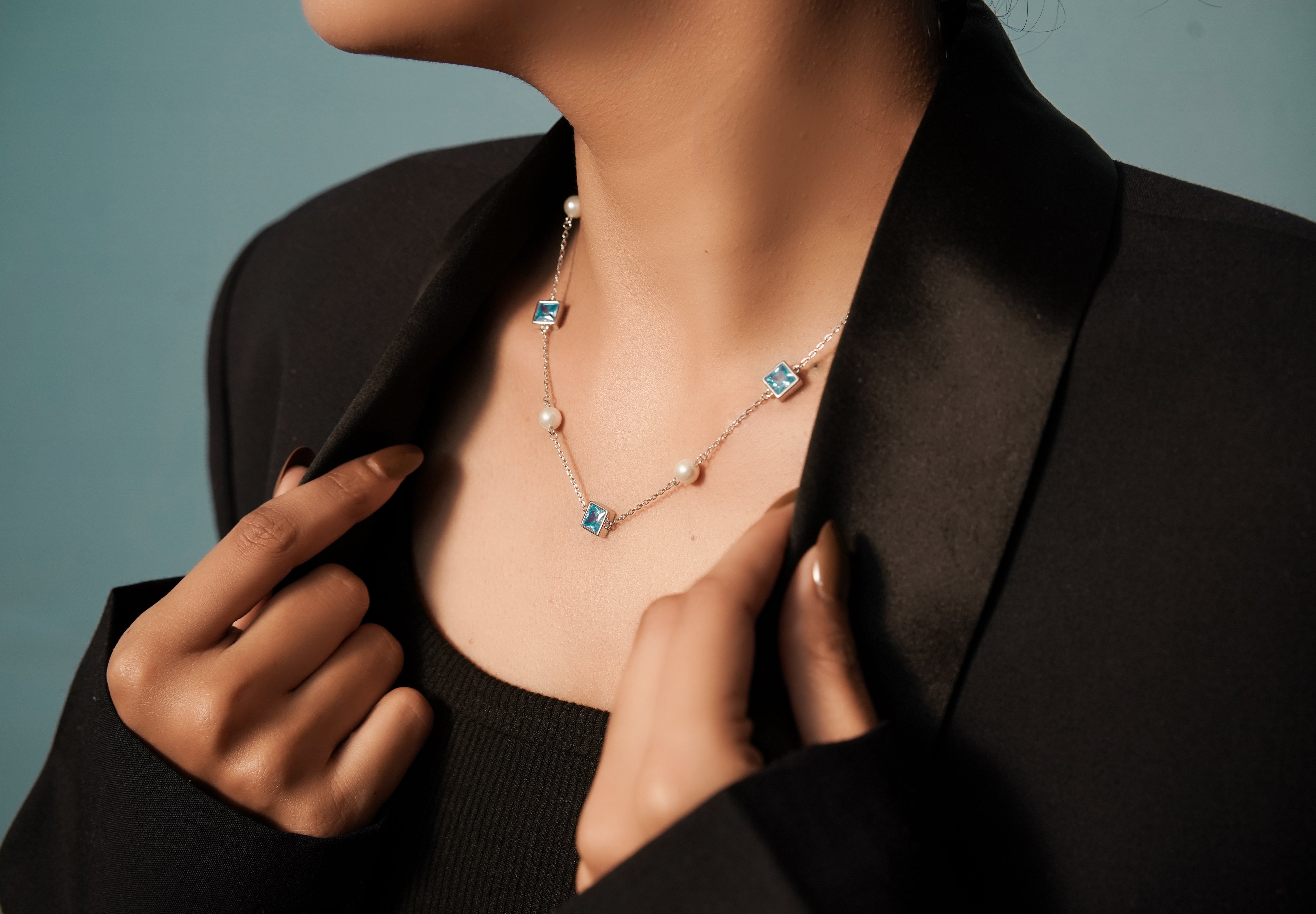 The Azure Pearl Station Necklace