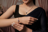Rose Gold-Plated Blue and White Stone Jewellery Set