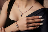 Rose Gold-Plated Blue and White Stone Jewellery Set