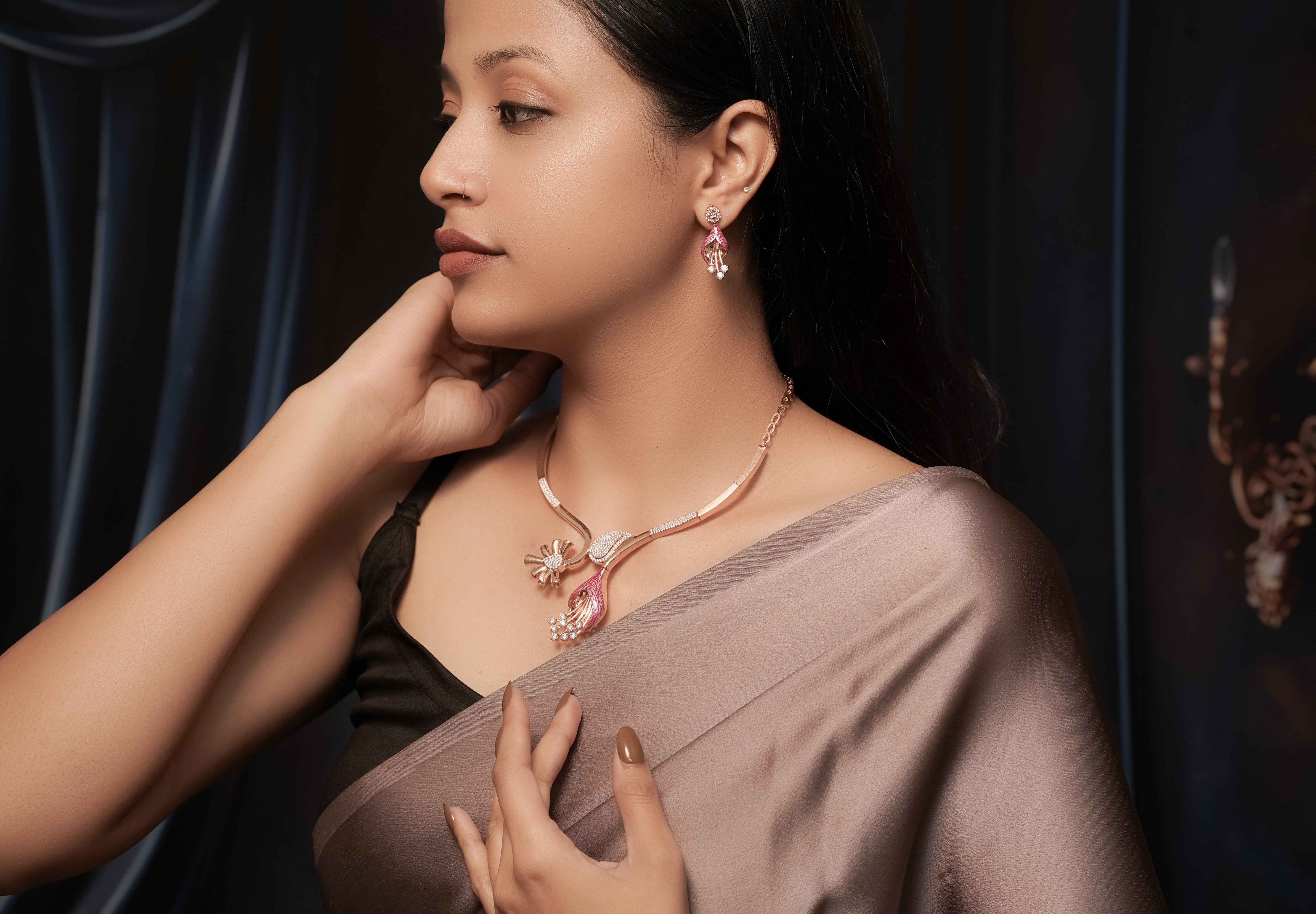 Kyra Blush Petal Elegance Necklace Set
