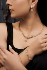 Emerald Green Kyra CZ Stone Rose Gold Set.