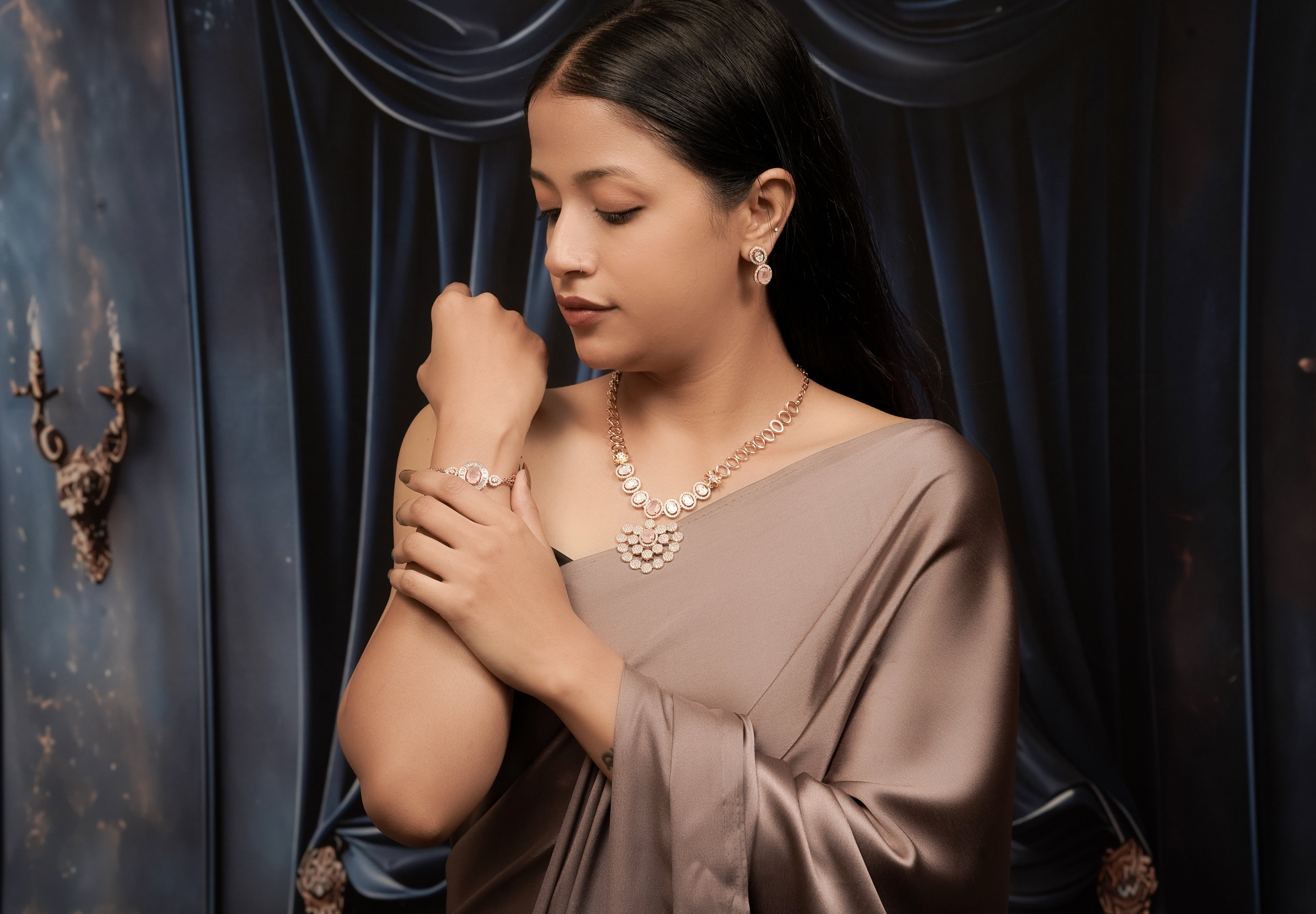 Kyra Studded Diamond Rose Gold Set
