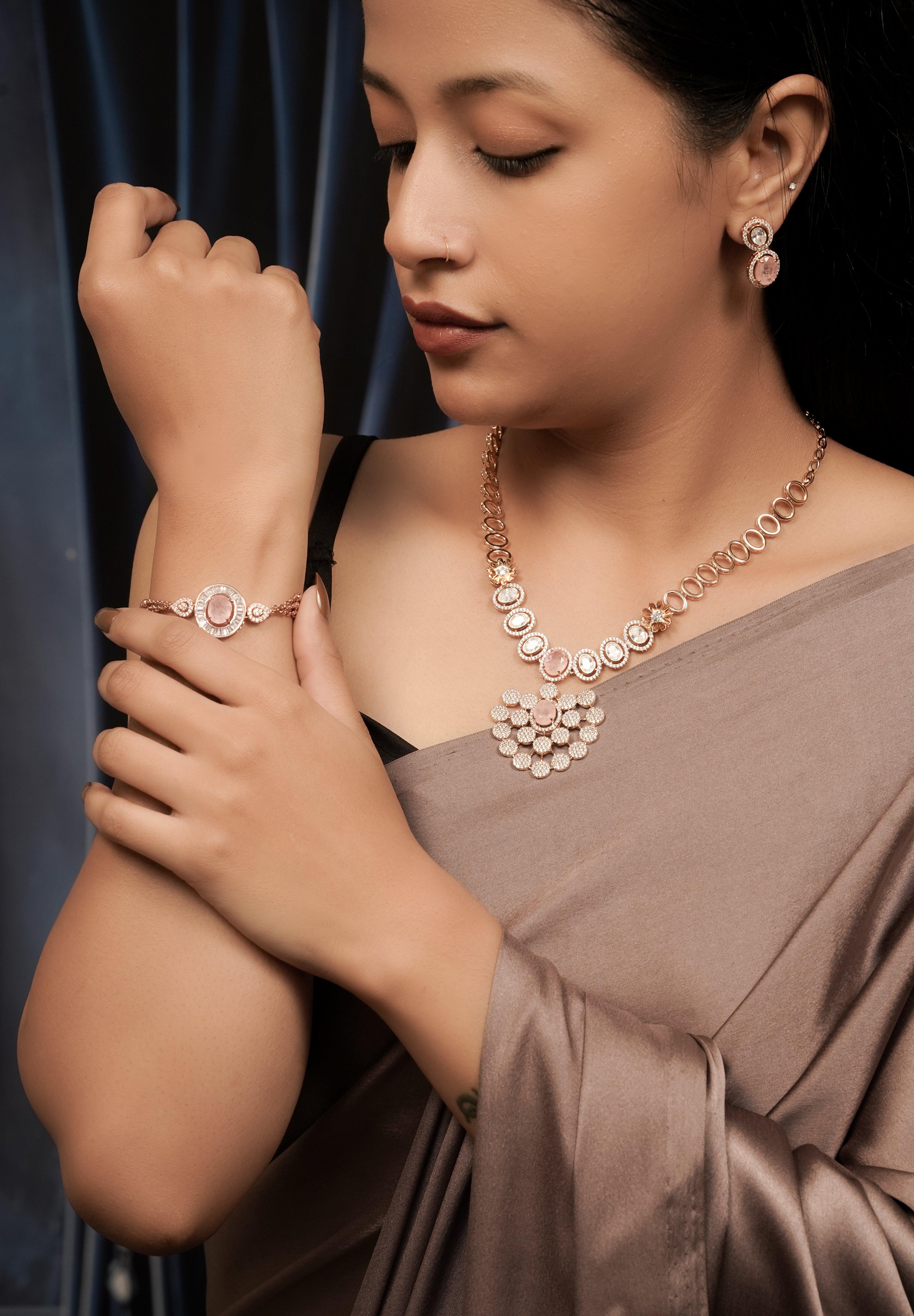 Kyra Studded Diamond Rose Gold Set