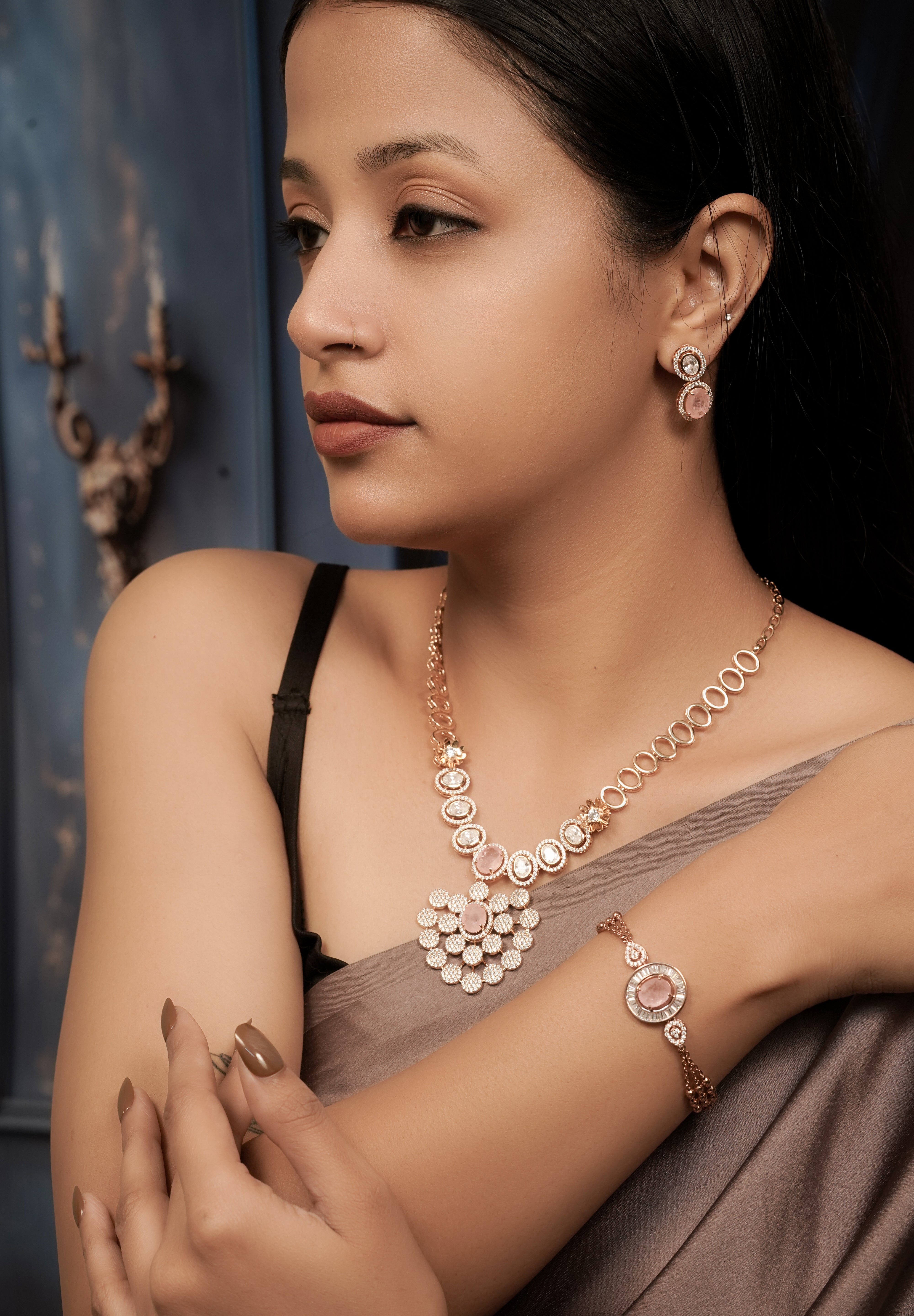Kyra Studded Diamond Rose Gold Set