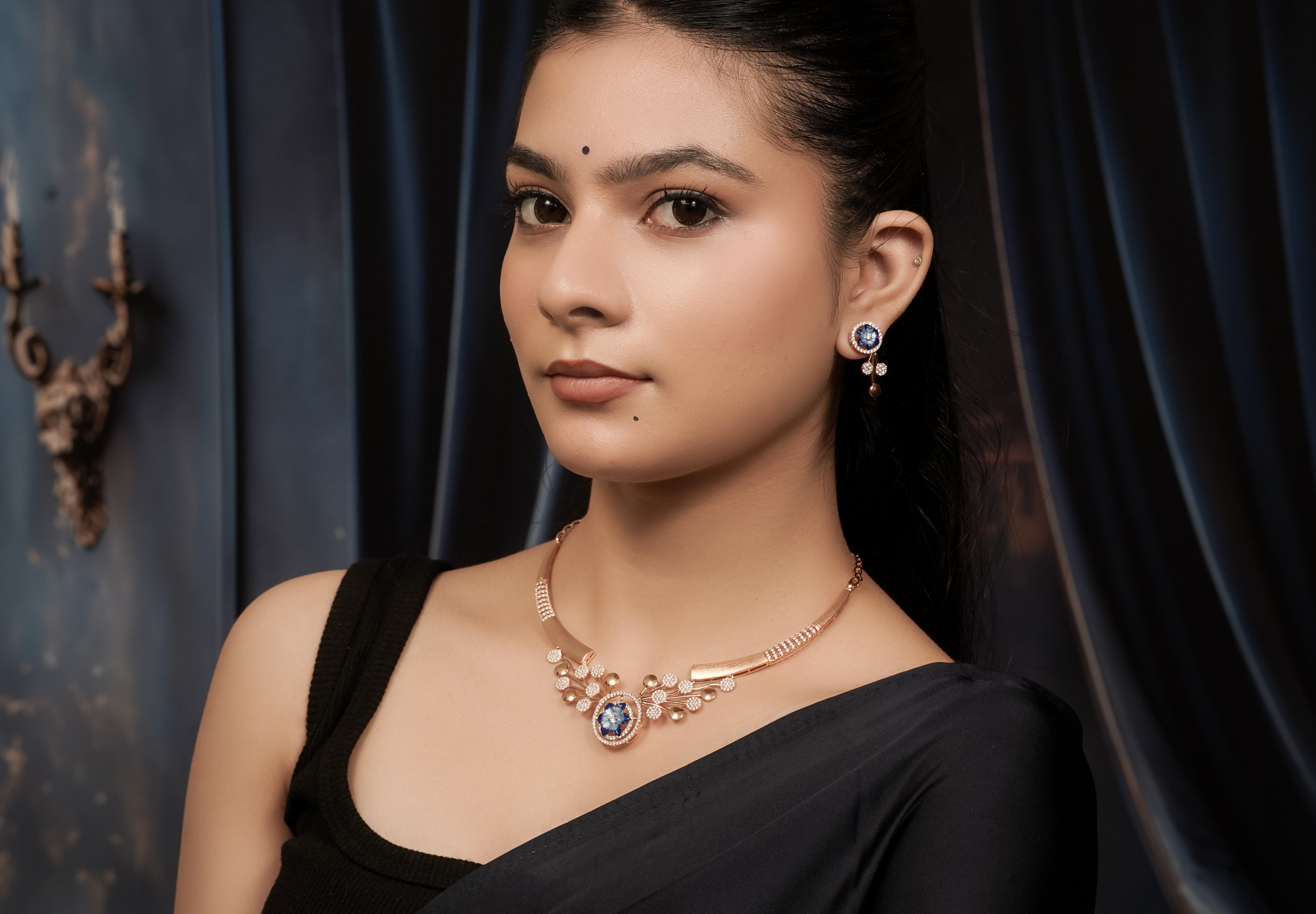 Kyra Celestial Azure Petal Collar Set.