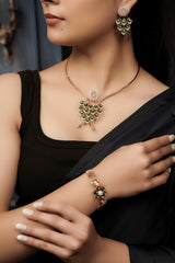 Kyra Emerald Fan Rose Gold Set