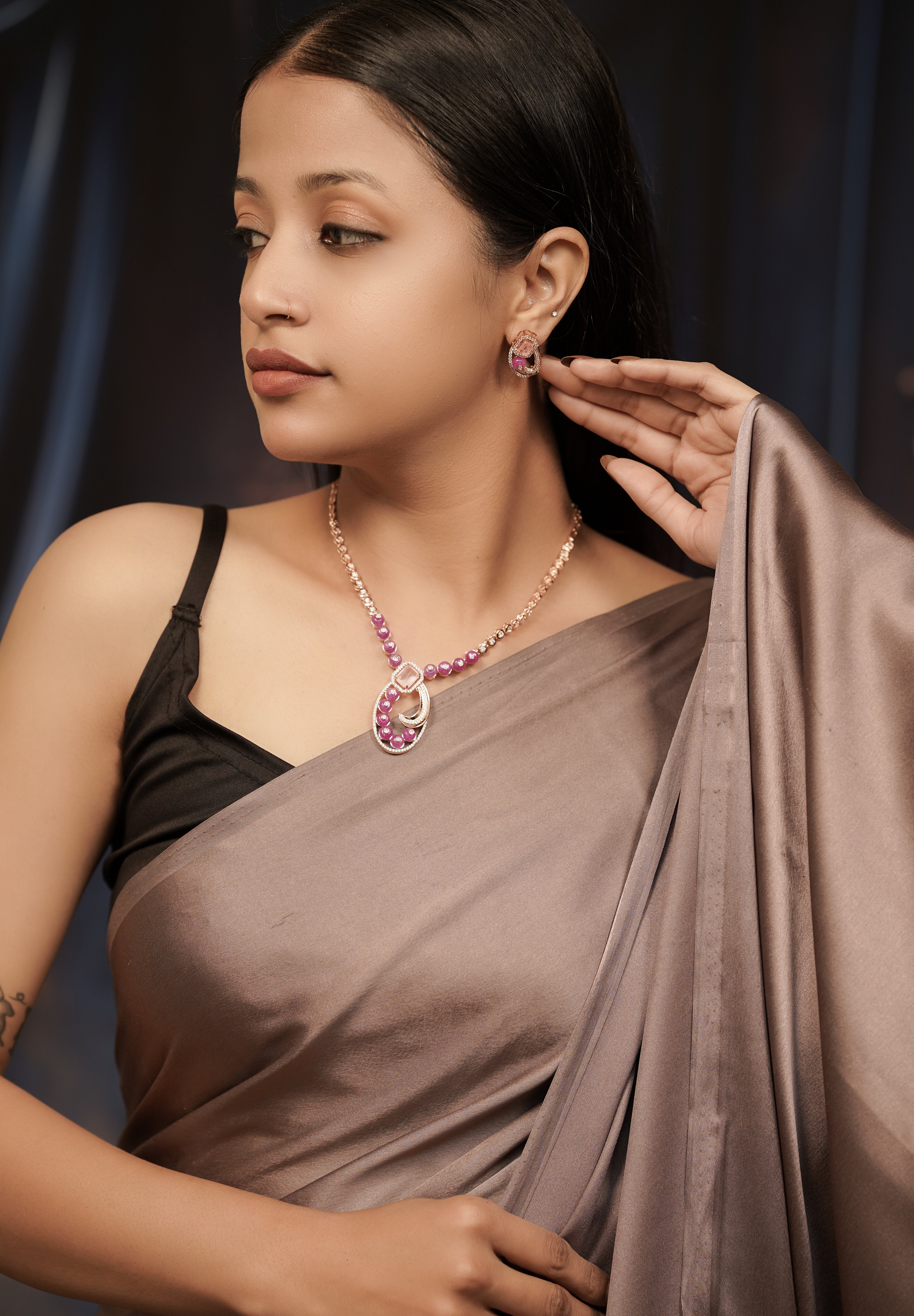 Kyra Magenta Curve Rose Gold Set