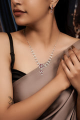 Crimson Petal Bloom Necklace Set