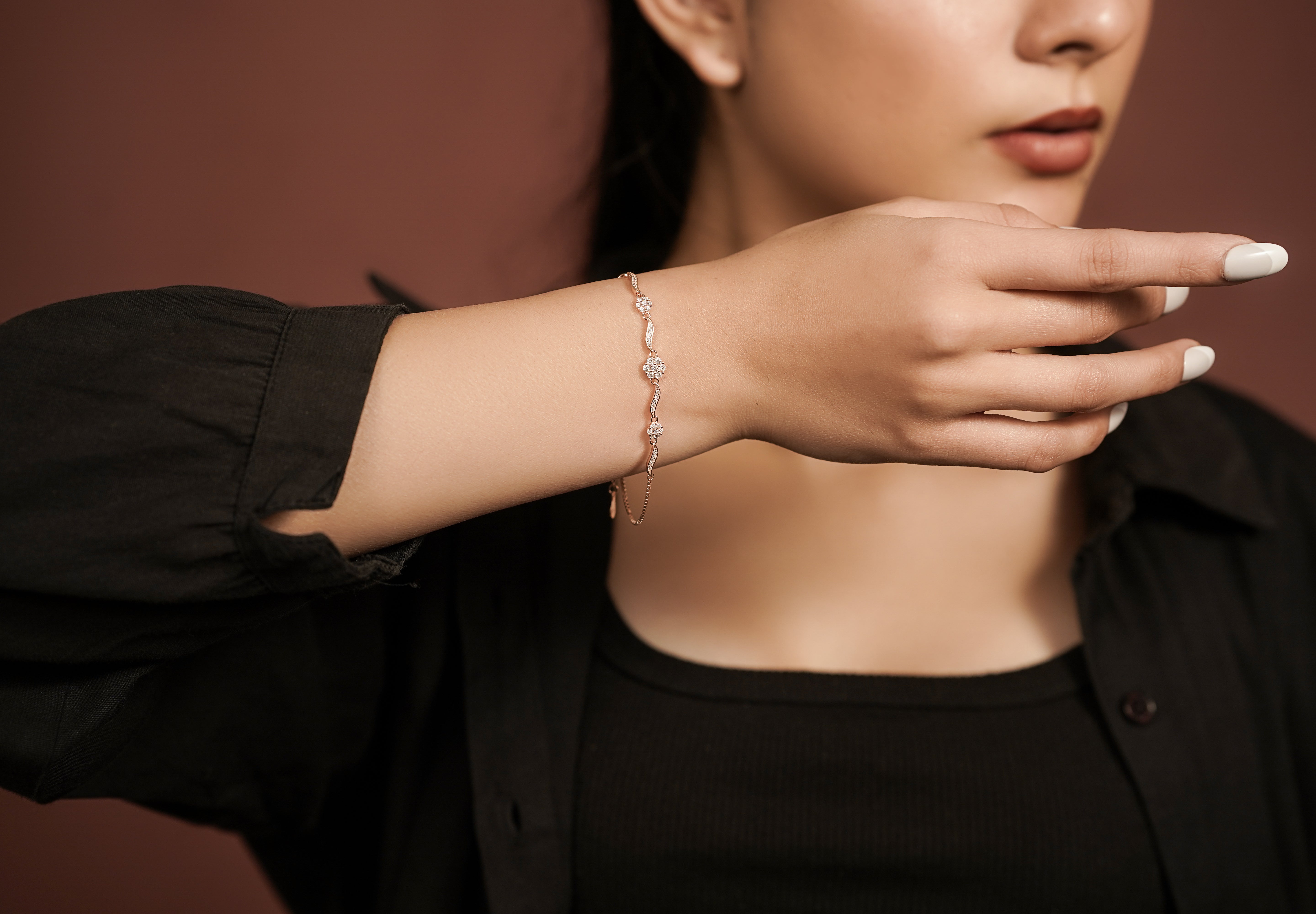 Ethereal Rose Gold Petal Link Bracelet