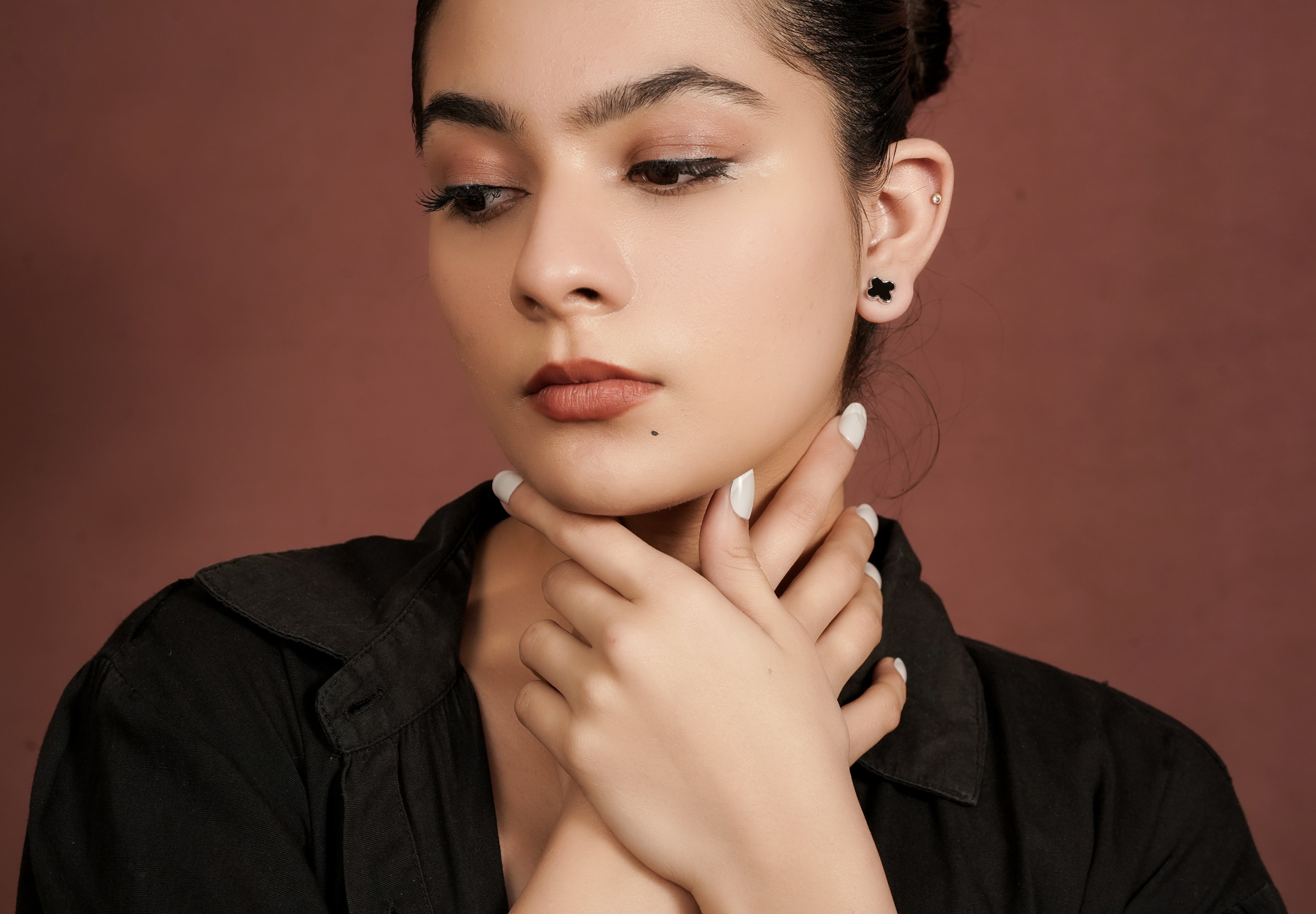 The Onyx Clover Studs