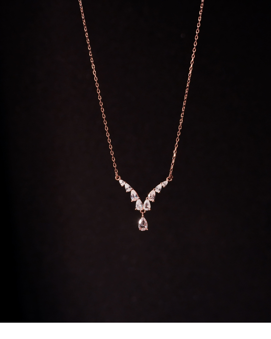 Rose Gold Crystal Drop Necklace